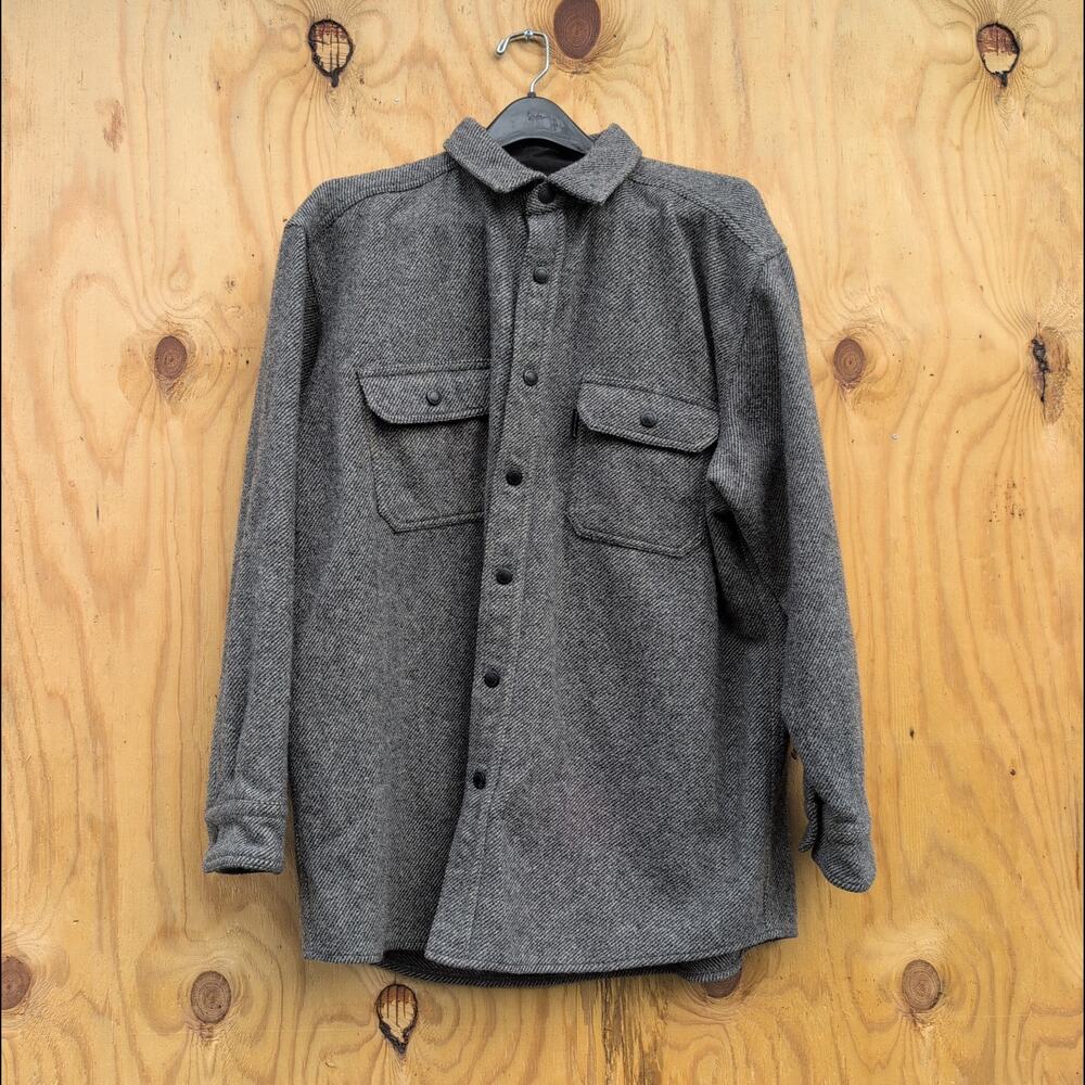 Woolrich Wool Blend Herringbone Gray Shacket Men's Large